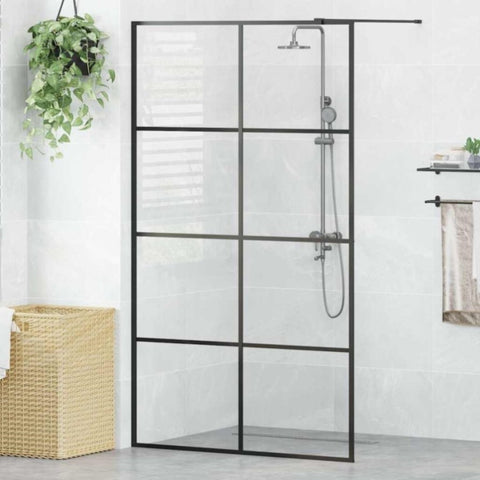 Walk-in Shower Wall with Clear ESG Glass 115x195 cm Black 151036