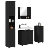 Bathroom Furniture Set 4 pcs Black Engineered wood & Metal 3392974