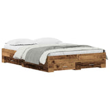 Bed Frame with Drawer Old Wood 140 x 200 cm Engineered Wood 3333966