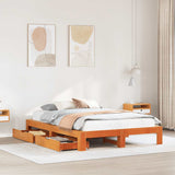 Bed Frame without Mattress Wax Brown 150x200 cm King Size Solid Wood Pine 3308998