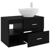 Bathroom Furniture Set 2 pcs Black Oak Engineered Wood 3403913