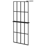 ZNTS Walk-in Shower Wall with Shelf Black 80x195 cm ESG Glass&Aluminium 3185445