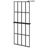 ZNTS Walk-in Shower Wall with Shelf Black 80x195 cm ESG Glass&Aluminium 3185445