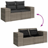 10 Piece Garden Sofa Set with Cushions Grey Poly Rattan Acacia 3327427