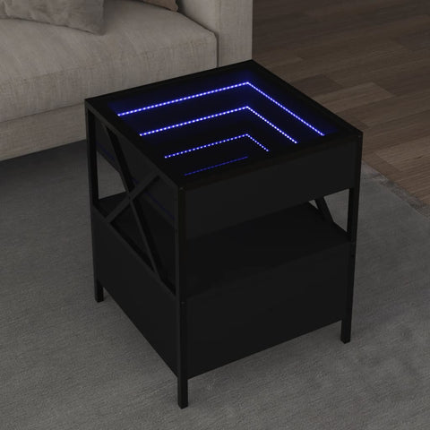 ZNTS Coffee Table with Infinity LED Black 40x40x51 cm 847717