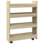 ZNTS Narrow Storage Trolley 4 Tier Sonoma Oak Engineered Wood 855261