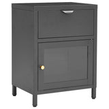Nightstand Anthracite 40x30x54.5 cm Steel and Glass 336054