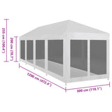 Party Tent with 10 Mesh Sidewalls 12x3 m 45112