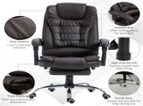 PU Leather Executive Office Chair, High Back Swivel Chair with Retractable Footrest, Adjustable T3398P328186