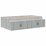 Storage Bed Frame Grey sonoma 75 x 190 cm Engineered wood 3335218