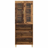 Highboard Old Wood 69.5 x 34 x 180 cm Engineered Wood and Glass 3415696