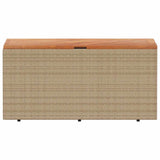 Garden Storage Box Beige 110x50x54 cm Poly Rattan Acacia Wood 365957