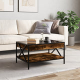 Coffee Table with Infinity LED Smoked Oak 70x50x38 cm 847704