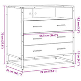 Drawer Cabinet Black 70x41x70 cm Engineered Wood 849084