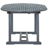 Garden Dining Set Grey Solid Acacia Wood 7 Piece Set Foldable 47278