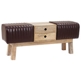 Bench 110 x 30 x 45 cm Real Leather Dark Brown 42042121