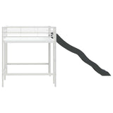 Kids'Loft Bed Frame with Slide White and Anthracite 42020783