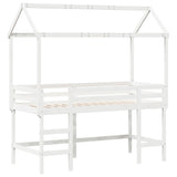 ZNTS Loft Bed with Ladder and Roof without Mattress White 80x200 cm 3282153