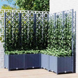 Garden Planter with Trellis Blue Grey 120x120x136 cm PP 318257