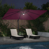 Umbrella with LED Strip Lights Bordeaux Red 351 x 250 x 253 cm 42003365