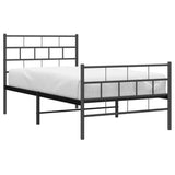 Metal Bed Frame without Mattress with Footboard Black 75x190cm 355667