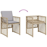 15 Piece Garden Dining Set with Cushions Beige Poly Rattan 3210816