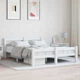 Bed Frame White Solid pinewood, plywood Double Durable 322070