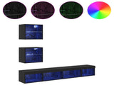 TV Wall Units with LED with LED 5 pcs Black Oak Engineered Wood 3402961