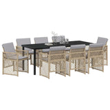 Garden Dining Set 9 pcs Beige Poly Rattan 3380644