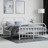 Bed Frame White Powder-Coated Steel Double Bed Frame 353703