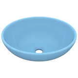 Luxury Basin Oval-shaped Matt Light Blue 40x33 cm Ceramic 146923