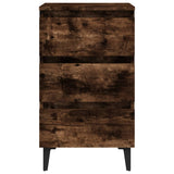 Bed Cabinet with Metal Legs Smoked Oak 40x35x69 cm 813140