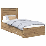 Bed Frame with Drawer Artisan Oak 90 x 190 cm Engineered Wood 3410034