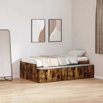Storage Bed Frame Smoked oak 100 x 200 cm Engineered wood 3335185