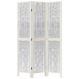 Room Divider 3 Panels White Solid Wood Paulownia 358670