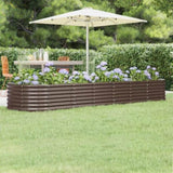 ZNTS Garden Raised Bed Powder-coated Steel 296x80x36 cm Brown 318925