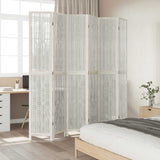 Room Divider 6 Panels White Solid Wood Paulownia 358684