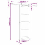 Sliding Door White 83 x 232 cm Solid Pine Wood 3333593