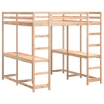 ZNTS Loft Bed with Desk and Ladder 160x200 cm Solid Wood Pine 3284233