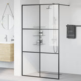 Walk-in Shower Wall with Clear ESG Glass 115x195 cm Black 151026