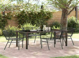 Garden Dining Set 5 pcs Black Poly Rattan 3380893