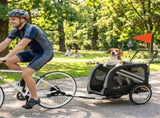 2-In-1 Pet Bike Trailer Dog Stroller Pushchair with Universal Wheel Reflector Flag Grey T3398P552689