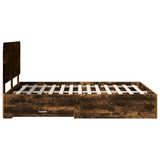 Bed Frame with Drawer Smoked Oak 140 x 200 cm Engineered Wood 3412778