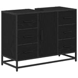 Bathroom Furniture Set 4 pcs Black Oak Engineered Wood 3402316