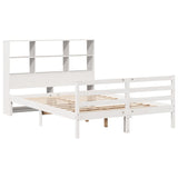 ZNTS Bookcase Bed without Mattress White 140x190 cm Solid Wood Pine 3321892