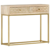 Console Table Gold 90x30x75 cm Solid Mango Wood 286505