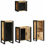 Bathroom Furniture Set 4 pcs Brown and Black Solid Mango Wood 3305640