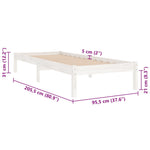 810003 Bed Frame without Mattress White Solid Wood 90x200 cm