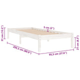 810003 Bed Frame without Mattress White Solid Wood 90x200 cm