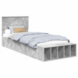 Bed Frame with Shelf Concrete Grey 90 x 200 cm Engineered Wood 3408399